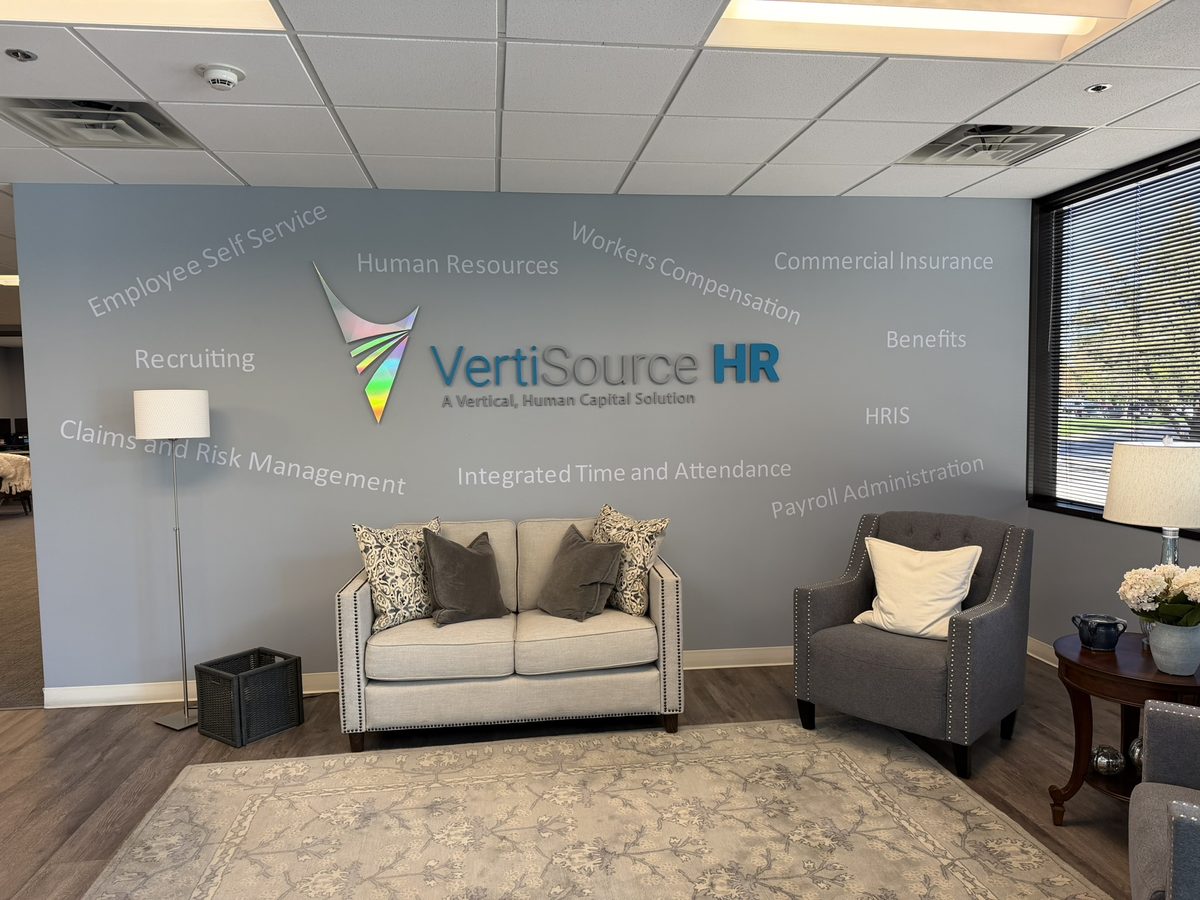 The reception lounge at VertiSource HR&rsquo;s Cottonwood Heights, Utah headquarters