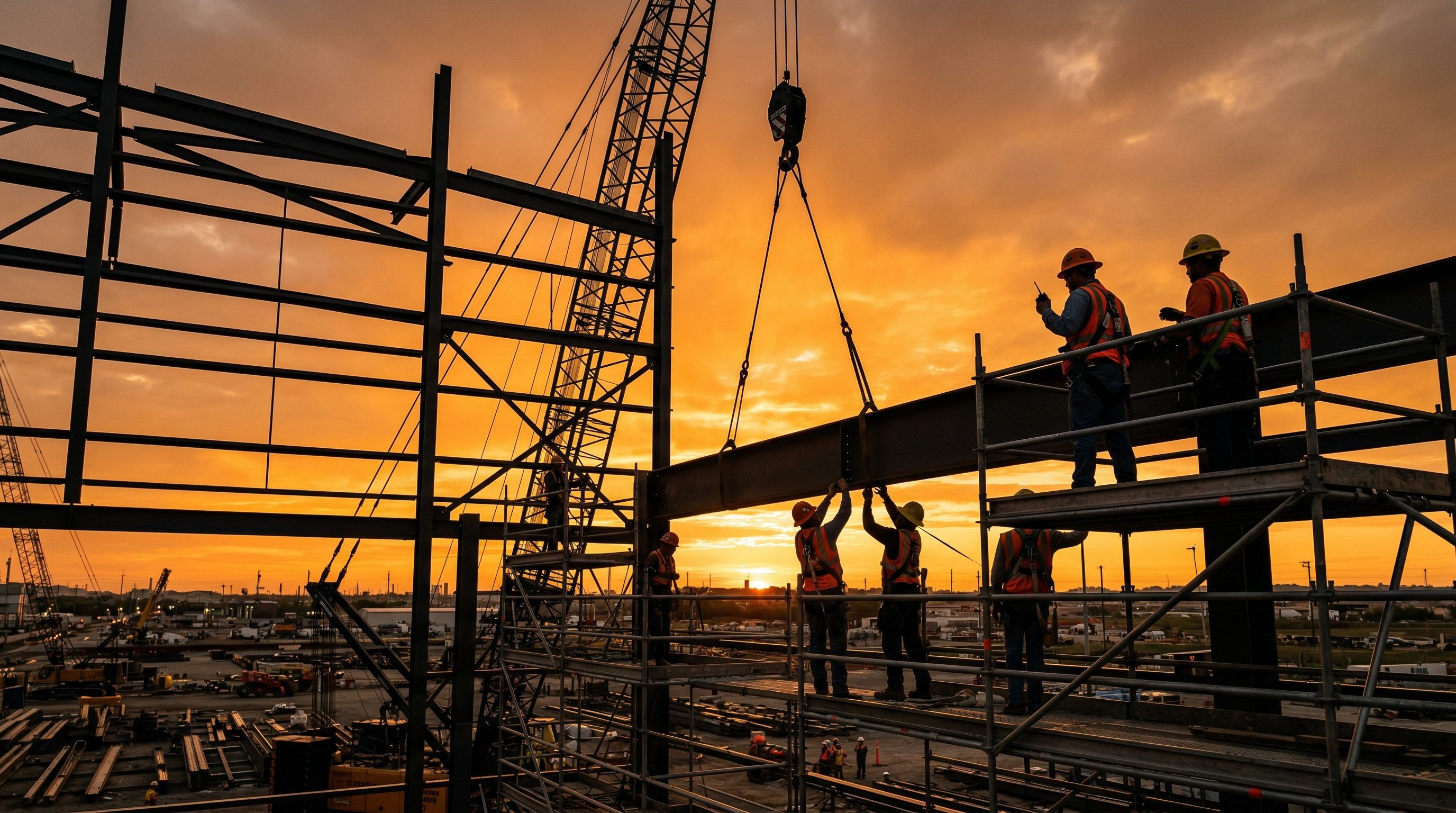 Construction crew working on a commercial build site