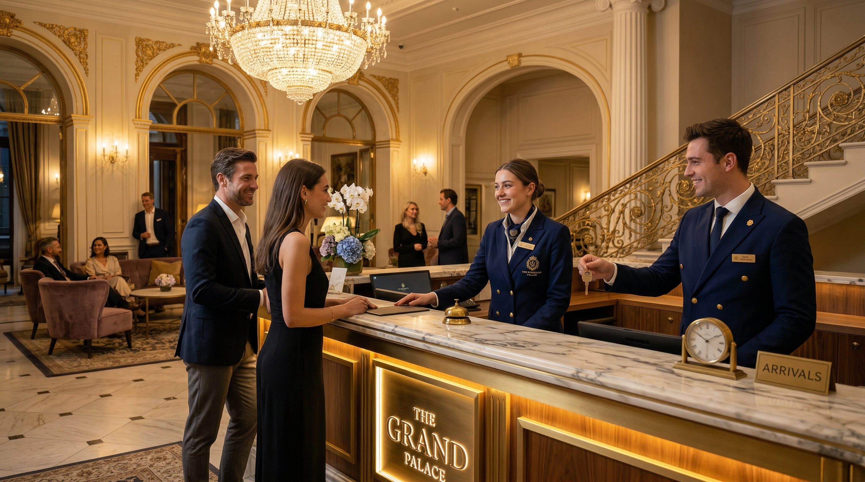 Hotel front desk and hospitality team